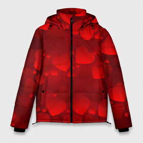 Мужская зимняя куртка 3D с принтом Красные сердца в Новосибирске, верх — 100% полиэстер; подкладка — 100% полиэстер; утеплитель — 100% полиэстер | длина ниже бедра, свободный силуэт Оверсайз. Есть воротник-стойка, отстегивающийся капюшон и ветрозащитная планка. 

Боковые карманы с листочкой на кнопках и внутренний карман на молнии. | heart | red | любовь | орнамент | сердце | узор