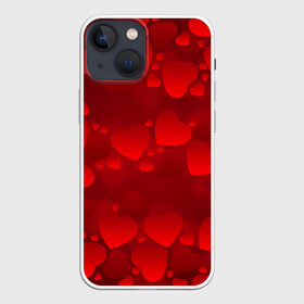 Чехол для iPhone 13 mini с принтом Красные сердца в Новосибирске,  |  | heart | red | любовь | орнамент | сердце | узор