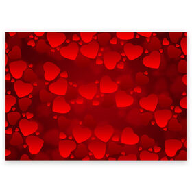 Поздравительная открытка с принтом Красные сердца в Новосибирске, 100% бумага | плотность бумаги 280 г/м2, матовая, на обратной стороне линовка и место для марки
 | heart | red | любовь | орнамент | сердце | узор