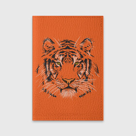 Обложка для паспорта матовая кожа с принтом Tiger в Новосибирске, натуральная матовая кожа | размер 19,3 х 13,7 см; прозрачные пластиковые крепления | Тематика изображения на принте: 