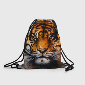 Рюкзак-мешок 3D с принтом Tiger в Новосибирске, 100% полиэстер | плотность ткани — 200 г/м2, размер — 35 х 45 см; лямки — толстые шнурки, застежка на шнуровке, без карманов и подкладки | тигр