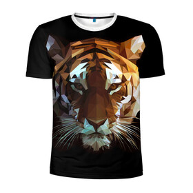 Мужская футболка 3D спортивная с принтом Tiger в Новосибирске, 100% полиэстер с улучшенными характеристиками | приталенный силуэт, круглая горловина, широкие плечи, сужается к линии бедра | тигр