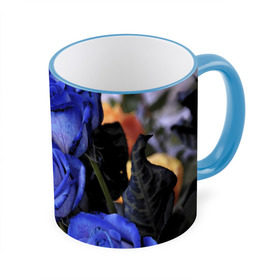 Кружка 3D с принтом Синие розы в Новосибирске, керамика | ёмкость 330 мл | Тематика изображения на принте: девушкам | розы | синие | цветы