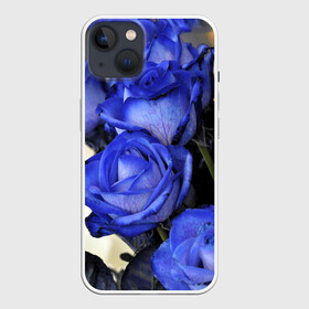 Чехол для iPhone 13 с принтом Синие розы в Новосибирске,  |  | девушкам | розы | синие | цветы