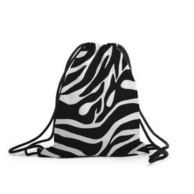 Рюкзак-мешок 3D с принтом Зебра в Новосибирске, 100% полиэстер | плотность ткани — 200 г/м2, размер — 35 х 45 см; лямки — толстые шнурки, застежка на шнуровке, без карманов и подкладки | животные | зебра | полосы | текстуры | черно белый