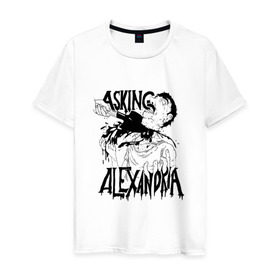 Мужская футболка хлопок с принтом Asking Alexandria в Новосибирске, 100% хлопок | прямой крой, круглый вырез горловины, длина до линии бедер, слегка спущенное плечо. | alternative | asking alexandria | hardcore | metal | post hardcore | rock | scream | sxe