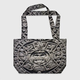 Пляжная сумка 3D с принтом Календарь ацтеков в Новосибирске, 100% полиэстер | застегивается на металлическую кнопку; внутренний карман застегивается на молнию. Стенки укреплены специальным мягким материалом, чтобы защитить содержимое от несильных ударов
 | ацтеки | древняя цивилизация | индейцы | майя | южная америка