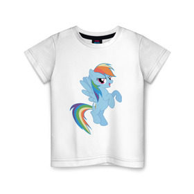 Детская футболка хлопок с принтом rainbow dash в Новосибирске, 100% хлопок | круглый вырез горловины, полуприлегающий силуэт, длина до линии бедер | cute | my little pony | pony | rainbow dash