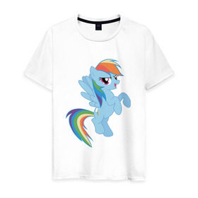Мужская футболка хлопок с принтом rainbow dash в Новосибирске, 100% хлопок | прямой крой, круглый вырез горловины, длина до линии бедер, слегка спущенное плечо. | cute | my little pony | pony | rainbow dash