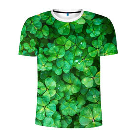 Мужская футболка 3D спортивная с принтом клевер в Новосибирске, 100% полиэстер с улучшенными характеристиками | приталенный силуэт, круглая горловина, широкие плечи, сужается к линии бедра | зелень | ирландия | клевер | лето | листья | солнце | цветы