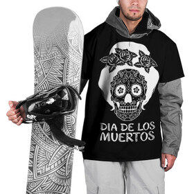 Накидка на куртку 3D с принтом День мертвецов в Новосибирске, 100% полиэстер |  | halloween | mexiэллоуин | день мертвых | мексика | мексиканский череп | мертвецов | о | орнамент | праздник | узоры | хэллоуин | цветы