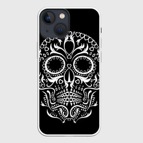 Чехол для iPhone 13 mini с принтом Мексиканский череп в Новосибирске,  |  | color | dead | death | eyes | girl | halloween | holiday | makeup | mask | mexican skull | mexico | ornament | pattern | взгляд | девушка | день мертвых | макияж | маска | мексика | мексиканский череп | мертвецов | орнамент | паутина | праздник