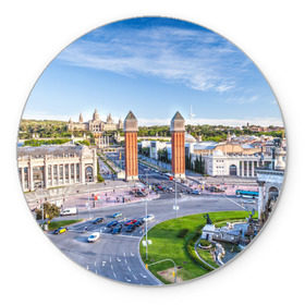Коврик круглый с принтом Барселона в Новосибирске, резина и полиэстер | круглая форма, изображение наносится на всю лицевую часть | barcelona | europe | spain | барселона | европа | ес | испания | каталония | отпуск | туризм