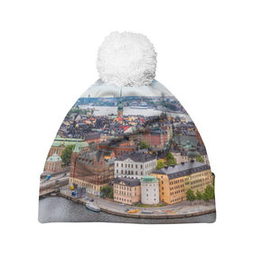 Шапка 3D c помпоном с принтом Швеция в Новосибирске, 100% полиэстер | универсальный размер, печать по всей поверхности изделия | europe | stockholm | sweden | европа | ес | каникулы | отпуск | стокгольм | туризм | швеция