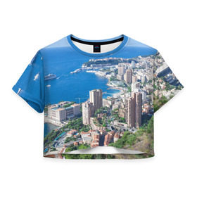 Женская футболка 3D укороченная с принтом Монако в Новосибирске, 100% полиэстер | круглая горловина, длина футболки до линии талии, рукава с отворотами | europe | monaco | гламур | европа | загар | княжество | миллионеры | монако | отдых | отпуск | пляж | роскошь | солнце | средиземное море | туризм