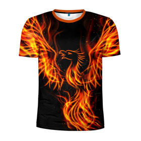 Мужская футболка 3D спортивная с принтом Феникс в Новосибирске, 100% полиэстер с улучшенными характеристиками | приталенный силуэт, круглая горловина, широкие плечи, сужается к линии бедра | огонь | пламя | птица