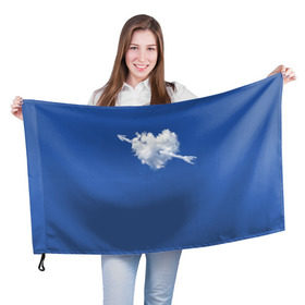 Флаг 3D с принтом Облако, сердце, стрела в Новосибирске, 100% полиэстер | плотность ткани — 95 г/м2, размер — 67 х 109 см. Принт наносится с одной стороны | love is | любовь | небо | облака | сердца