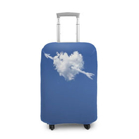 Чехол для чемодана 3D с принтом Облако, сердце, стрела в Новосибирске, 86% полиэфир, 14% спандекс | двустороннее нанесение принта, прорези для ручек и колес | love is | любовь | небо | облака | сердца