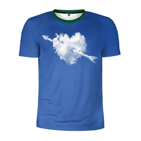 Мужская футболка 3D спортивная с принтом Облако, сердце, стрела в Новосибирске, 100% полиэстер с улучшенными характеристиками | приталенный силуэт, круглая горловина, широкие плечи, сужается к линии бедра | love is | любовь | небо | облака | сердца