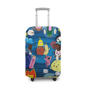 Чехол для чемодана 3D с принтом Adventure Time 1 в Новосибирске, 86% полиэфир, 14% спандекс | двустороннее нанесение принта, прорези для ручек и колес | adventure time | bubblegum | dog | finn | jake | marcelline | время приключений | джейк и финн | марселин | пупырка