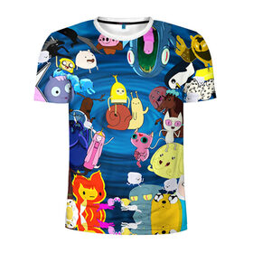 Мужская футболка 3D спортивная с принтом Adventure Time 1 в Новосибирске, 100% полиэстер с улучшенными характеристиками | приталенный силуэт, круглая горловина, широкие плечи, сужается к линии бедра | adventure time | bubblegum | dog | finn | jake | marcelline | время приключений | джейк и финн | марселин | пупырка