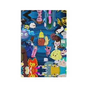 Обложка для паспорта матовая кожа с принтом Adventure Time 1 в Новосибирске, натуральная матовая кожа | размер 19,3 х 13,7 см; прозрачные пластиковые крепления | Тематика изображения на принте: adventure time | bubblegum | dog | finn | jake | marcelline | время приключений | джейк и финн | марселин | пупырка