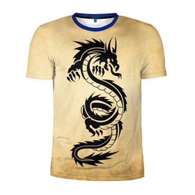 Мужская футболка 3D спортивная с принтом Убийственный змей в Новосибирске, 100% полиэстер с улучшенными характеристиками | приталенный силуэт, круглая горловина, широкие плечи, сужается к линии бедра | dragon | дракон | дракоша | змей | когти | крылья | монстр | огонь | пламя | рога | тату | татуировка | трайбл | чешуя | чудовище | шипы