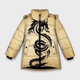 Зимняя куртка для девочек 3D с принтом Убийственный змей в Новосибирске, ткань верха — 100% полиэстер; подклад — 100% полиэстер, утеплитель — 100% полиэстер. | длина ниже бедра, удлиненная спинка, воротник стойка и отстегивающийся капюшон. Есть боковые карманы с листочкой на кнопках, утяжки по низу изделия и внутренний карман на молнии. 

Предусмотрены светоотражающий принт на спинке, радужный светоотражающий элемент на пуллере молнии и на резинке для утяжки. | dragon | дракон | дракоша | змей | когти | крылья | монстр | огонь | пламя | рога | тату | татуировка | трайбл | чешуя | чудовище | шипы
