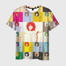 Мужская футболка 3D с принтом Pop Art Jim Morrison The Doors в Новосибирске, 100% полиэфир | прямой крой, круглый вырез горловины, длина до линии бедер | Тематика изображения на принте: jim morrison | the doors | арт | дорс | моррисон