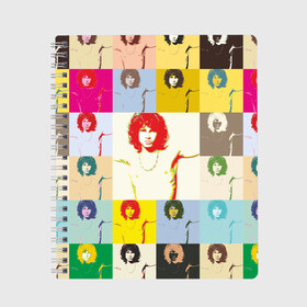 Тетрадь с принтом Pop Art Jim Morrison The Doors в Новосибирске, 100% бумага | 48 листов, плотность листов — 60 г/м2, плотность картонной обложки — 250 г/м2. Листы скреплены сбоку удобной пружинной спиралью. Уголки страниц и обложки скругленные. Цвет линий — светло-серый
 | jim morrison | the doors | арт | дорс | моррисон