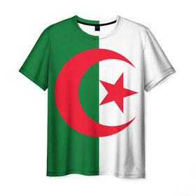Мужская футболка 3D с принтом Алжир в Новосибирске, 100% полиэфир | прямой крой, круглый вырез горловины, длина до линии бедер | африка | страна | флаг