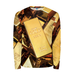Мужской лонгслив 3D с принтом GOLD 999,9 в Новосибирске, 100% полиэстер | длинные рукава, круглый вырез горловины, полуприлегающий силуэт | банк | богатство | драгоценность | золото | слитки
