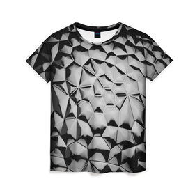 Женская футболка 3D с принтом Чёрная мозаика в Новосибирске, 100% полиэфир ( синтетическое хлопкоподобное полотно) | прямой крой, круглый вырез горловины, длина до линии бедер | 