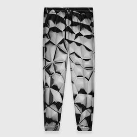 Женские брюки 3D с принтом Чёрная мозаика в Новосибирске, полиэстер 100% | прямой крой, два кармана без застежек по бокам, с мягкой трикотажной резинкой на поясе и по низу штанин. В поясе для дополнительного комфорта — широкие завязки | 