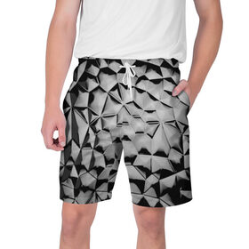 Мужские шорты 3D с принтом Чёрная мозаика в Новосибирске,  полиэстер 100% | прямой крой, два кармана без застежек по бокам. Мягкая трикотажная резинка на поясе, внутри которой широкие завязки. Длина чуть выше колен | 