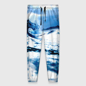 Женские брюки 3D с принтом Волна в Новосибирске, полиэстер 100% | прямой крой, два кармана без застежек по бокам, с мягкой трикотажной резинкой на поясе и по низу штанин. В поясе для дополнительного комфорта — широкие завязки | blue | вода | волна | волны | море | океан | синий