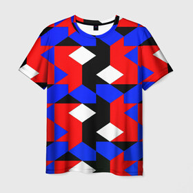 Мужская футболка 3D с принтом Absorbed в Новосибирске, 100% полиэфир | прямой крой, круглый вырез горловины, длина до линии бедер | красный | разноцветные | синий | текстуры | цветные