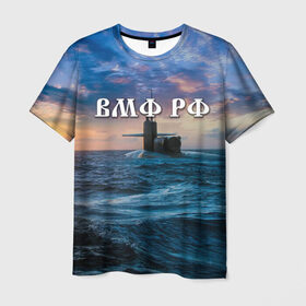 Мужская футболка 3D с принтом Подводная лодка в Новосибирске, 100% полиэфир | прямой крой, круглый вырез горловины, длина до линии бедер | Тематика изображения на принте: вмф | морской флот | моряк | тельняшка | флот | якорь