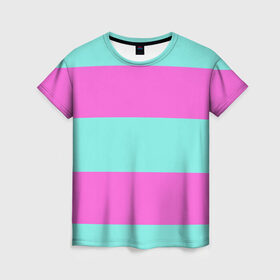 Женская футболка 3D с принтом Кислотные цвета в Новосибирске, 100% полиэфир ( синтетическое хлопкоподобное полотно) | прямой крой, круглый вырез горловины, длина до линии бедер | кислотные цвета | розовый
