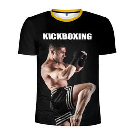 Мужская футболка 3D спортивная с принтом Kickboxing в Новосибирске, 100% полиэстер с улучшенными характеристиками | приталенный силуэт, круглая горловина, широкие плечи, сужается к линии бедра | 