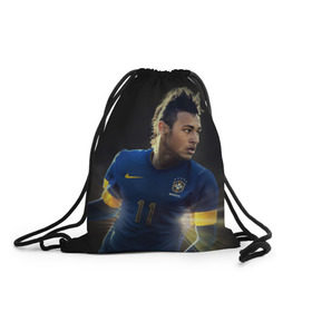 Рюкзак-мешок 3D с принтом Neymar в Новосибирске, 100% полиэстер | плотность ткани — 200 г/м2, размер — 35 х 45 см; лямки — толстые шнурки, застежка на шнуровке, без карманов и подкладки | барселона | бразилия | неймар | футбол | футболист