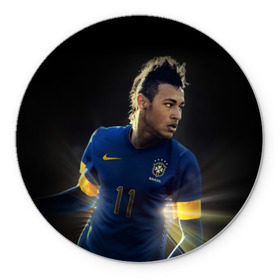 Коврик круглый с принтом Neymar в Новосибирске, резина и полиэстер | круглая форма, изображение наносится на всю лицевую часть | барселона | бразилия | неймар | футбол | футболист