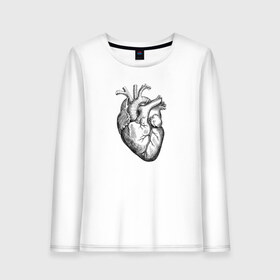 Женский лонгслив хлопок с принтом Heart в Новосибирске, 100% хлопок |  | вектор | карандаш | кардиология | кровь | мышца | орган | пульс | рисунок | сердце | черный