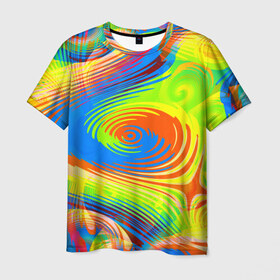 Мужская футболка 3D с принтом Tie-Dye в Новосибирске, 100% полиэфир | прямой крой, круглый вырез горловины, длина до линии бедер | абстракция | волны | круги | спираль