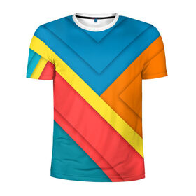 Мужская футболка 3D спортивная с принтом Линии в Новосибирске, 100% полиэстер с улучшенными характеристиками | приталенный силуэт, круглая горловина, широкие плечи, сужается к линии бедра | линии | орнамент | прикольные картинки | узор | цвет