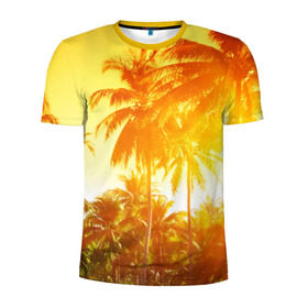 Мужская футболка 3D спортивная с принтом Пальмы в Новосибирске, 100% полиэстер с улучшенными характеристиками | приталенный силуэт, круглая горловина, широкие плечи, сужается к линии бедра | sea | summer | берег | лето | море | океан | отдых | пальмы | пляж | солнце