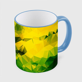 Кружка 3D с принтом Polygonal в Новосибирске, керамика | ёмкость 330 мл | желтый | зеленый | полигоны