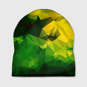 Шапка 3D с принтом Polygonal в Новосибирске, 100% полиэстер | универсальный размер, печать по всей поверхности изделия | желтый | зеленый | полигоны