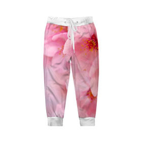 Детские брюки 3D с принтом Сакура в Новосибирске, 100% полиэстер | манжеты по низу, эластичный пояс регулируется шнурком, по бокам два кармана без застежек, внутренняя часть кармана из мелкой сетки | весна | вишня | розовый | цветение | цветы | япония