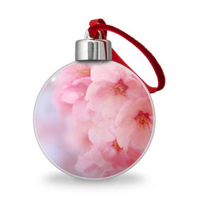 Ёлочный шар с принтом Сакура в Новосибирске, Пластик | Диаметр: 77 мм | весна | вишня | розовый | цветение | цветы | япония